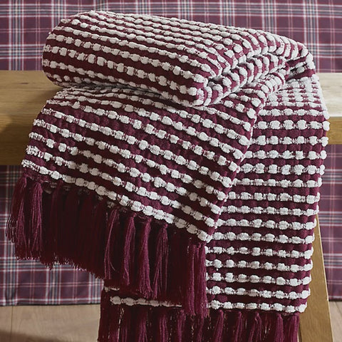 STAB STITCH THROW PLUM 125X150CMS