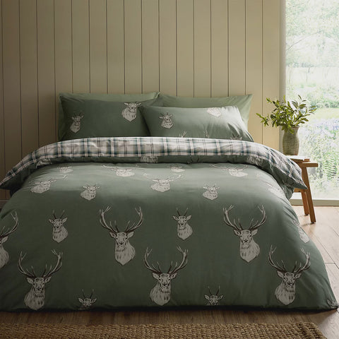 STAG SOFT GREEN DOUBLE QUILT SET