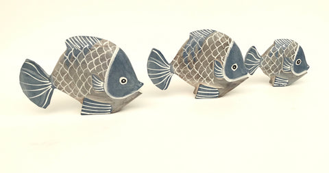 SET OF 3 SMALL BLUE FISH 2 DESIGNS