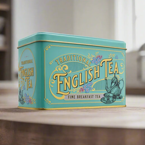 VINTAGE VICTORIAN MINT GREEN 40 TEABAG TIN EB