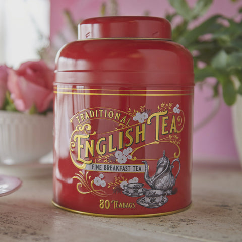 SMALL RED VINTAGE VICTORIAN CADDIE - ENGLISH BREAKFAST 80