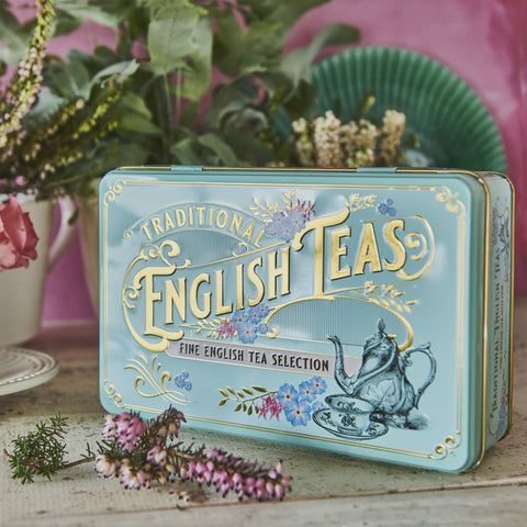 VINTAGE VICTORIAN MINT GREEN 72 TEABAG SELECTION TIN