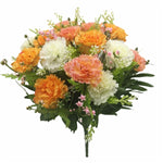 CARNATION W/FERN & BERRY BUSH ORANGE/IVORY