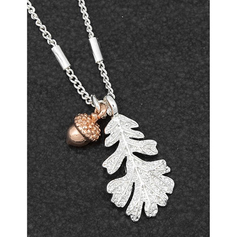 314445 BACK TO NATURE 2 TONE LEAF/ACORN NECKLACE