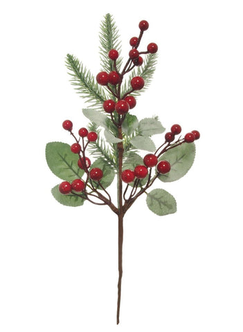 RED BERRY SPRAY WITH FIR AND LEAVES