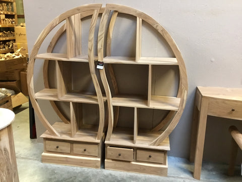 DOUBLE ROUND BOOKCASE W/W