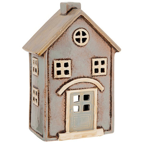 VILLAGE POTTERY BEIGE HOUSE LARGE TEALIGHT