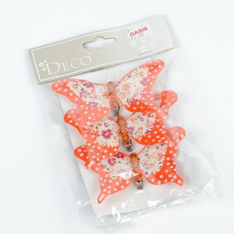 FABRIC CLIP LARGE BUTTERFLY ORANGE 3PACK