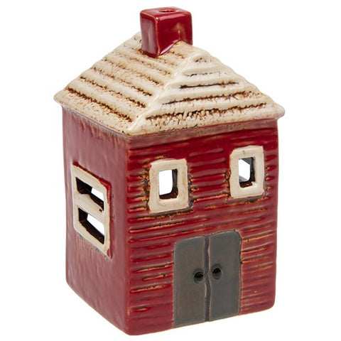 VILLAGE POTTERY RED SQUARE HOUSE TEALIGHT