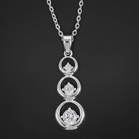 339603 PURE ELEGANCE CHIC CIRCLES SILVER PLATED NECKLACE