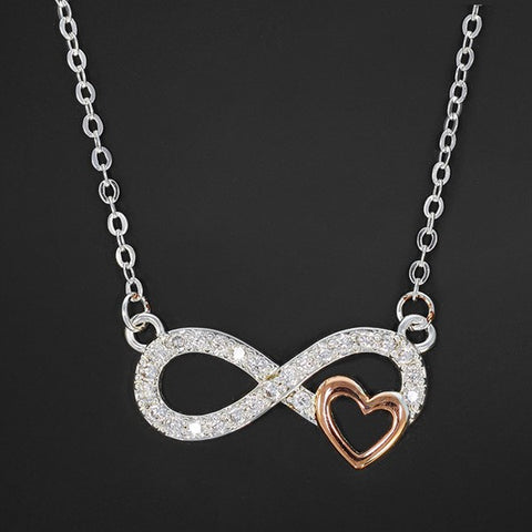 339656 POLISHED TWO TONE ETERNITY HEART NECKLACE