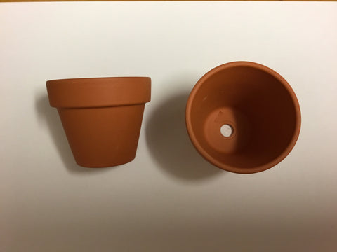 5 X TERRACOTTA POTS 8CMS X 7CMS