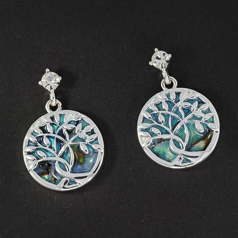 334111 PAUA SHELL TREE OF LIFE SP EARRINGS