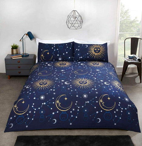 CELESTIAL BLUE/GOLD DOUBLE + 2 PILLOWCASES