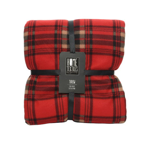 RED CHECK SHERPA THROW 130 X 150CM