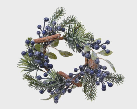 FROSTED BLUE BERRY WREATH 20CMS