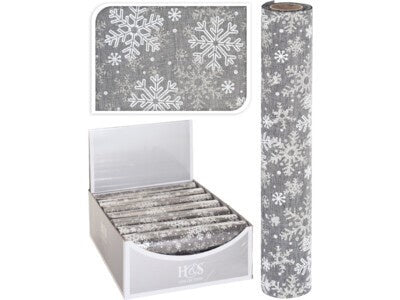 DECO GREY FABRIC WITH SNOWFLAKES