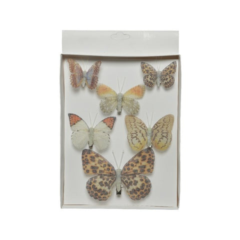 NATURAL ORGANZA BUTTERFLY ON CLIP BROWN