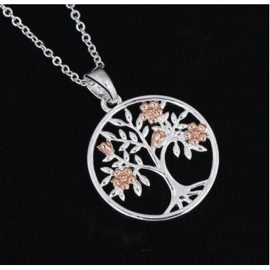 314545 BLOSSOM TREE OF LIFE TWO TONE NECKLACE