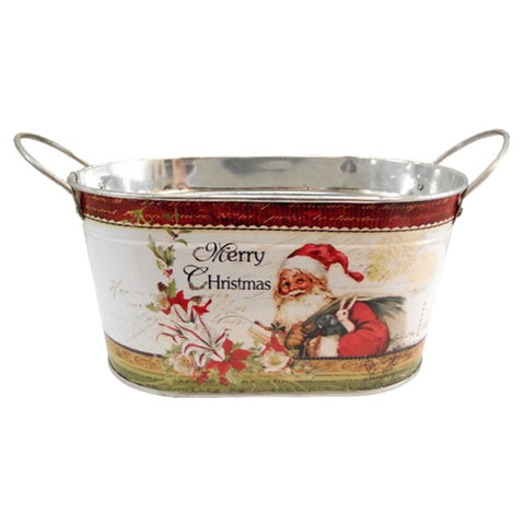 MERRY CHRISTMAS SANTA OVAL PLANTER