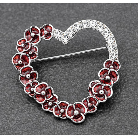 299463 POPPY DIAMANTE HEART BROOCH