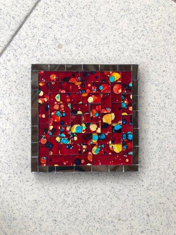 MOSAIC COASTER RED SPOTTED SINGLE