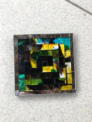 MOSAIC COASTER  GREEN/YELLOW