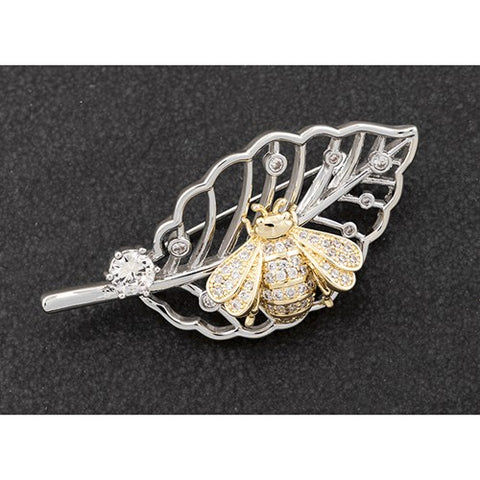324340 BACK TO NATURE TWO TONE LEAF BEE BROOCH