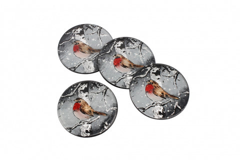 WINTER ROBIN GLASS COASTER