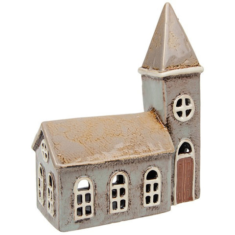 VILLAGE POTTERY CHURCH TEALIGHT LARGE