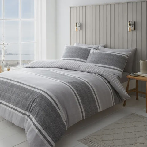 TEXTURED BANDED STRIPE CHARCOAL KING