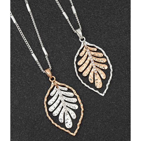 314442  BACK TO NATURE 2 TONE MOVING LEAF NECKLACE
