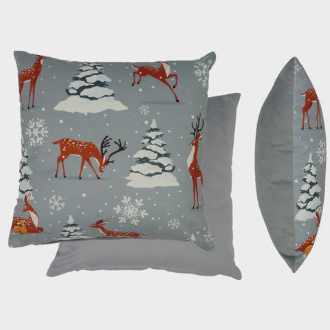 SNOWY DEER GREY CUSHION