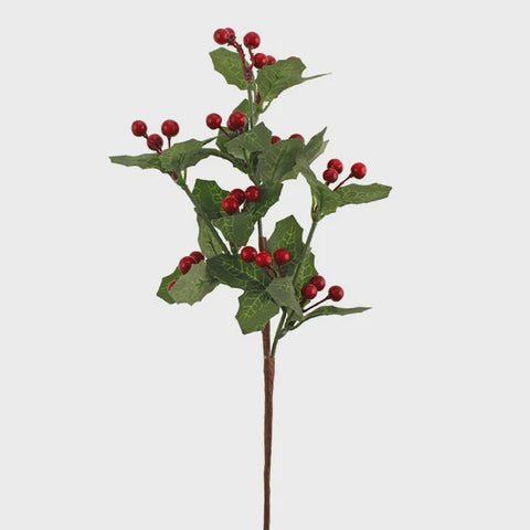 ARTIFICIAL GREEN HOLLY SPRAY 34CMS