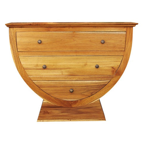 3 DRAWER HALF ROUND HONEY TEAK