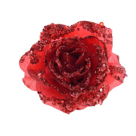 ROSE ON CLIP RED