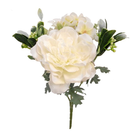 PEONY/HYDRANGEA/BERRIES BUSH IVORY