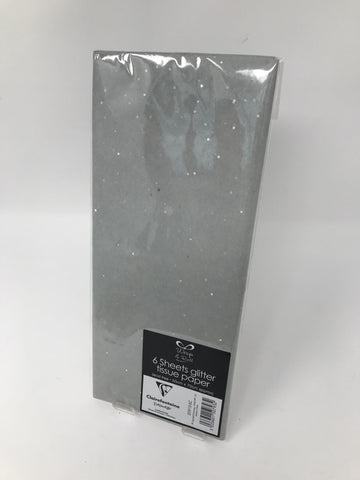 TISSUE SILVER GLITTER X 6 SHEETS