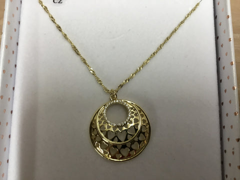 339800 FILIGREE GOLD PLATED CIRCLE OF HEARTS NECKLACE